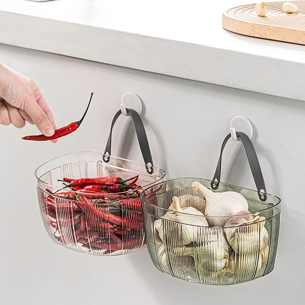 Wall Hanging Multifunctional Household Storage Organizer Basket, Pantry Hanging Storage Basket