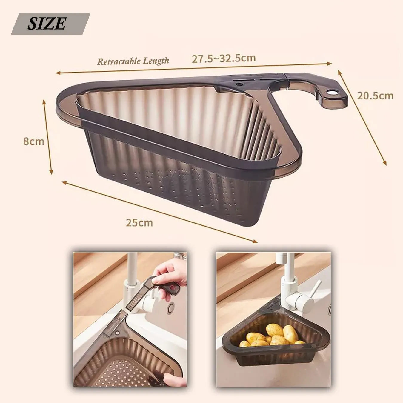 Telescopic Sink Drain Basket with its size