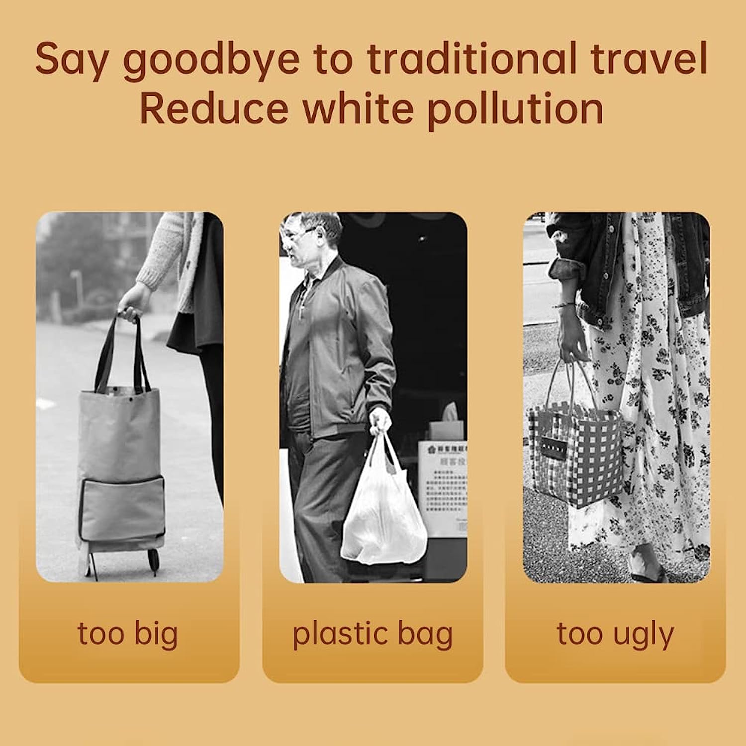 Comparing with traditional bag with Reusable Foldable Shopping Ba