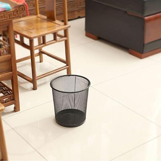 Round Metal Mesh Garbage Waste Basket - Mesh Wastebasket Bin for Home or Office