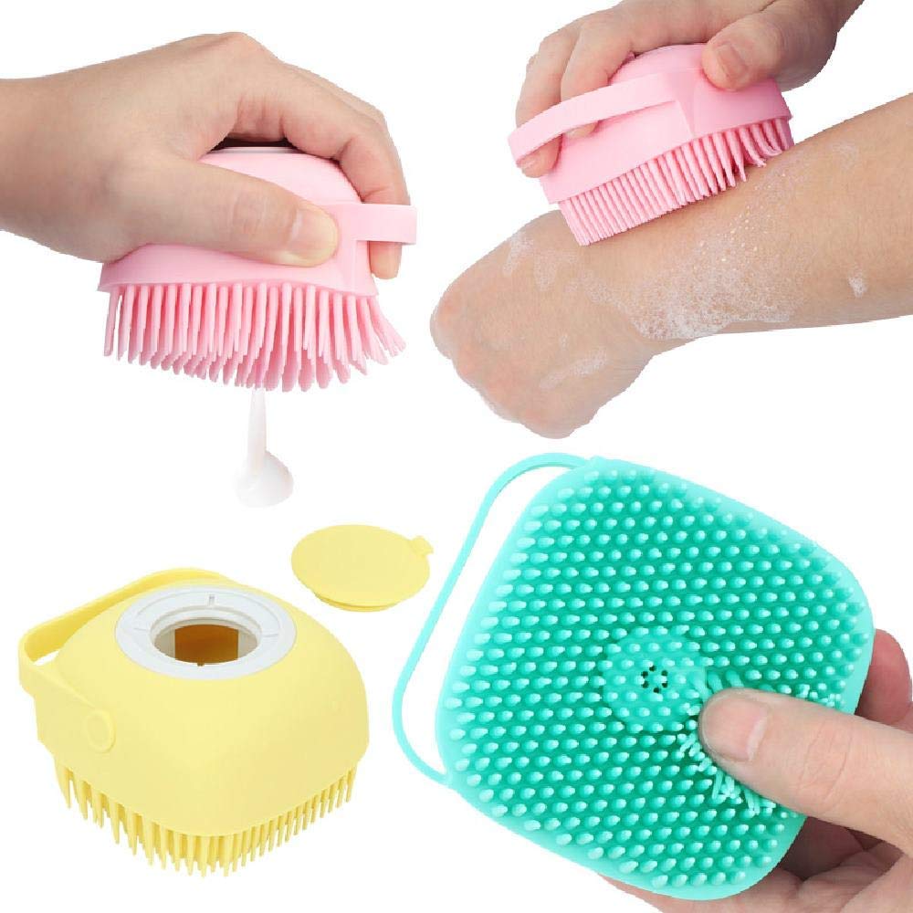 some one using Silicone shampoo body bath scrubber comb brush 