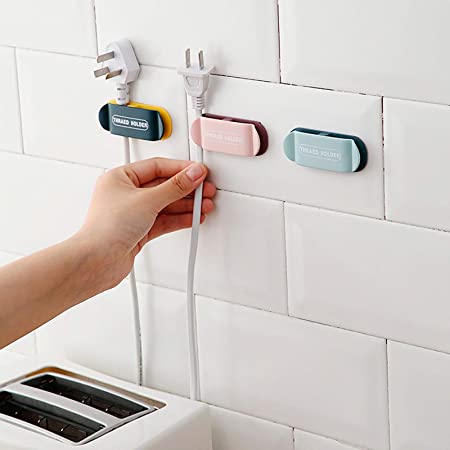 4 Pcs Sticky Hook Plug Holder and Cable Organizer Thread Holder 4 Pcs Sticky Hook Plug Holder and Cable Organizer Thread Holder