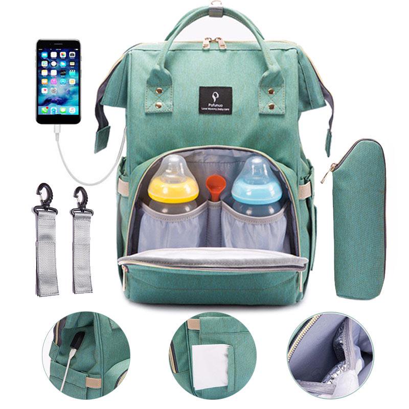 Large Capacity Baby Diaper Bag Backpack in green color