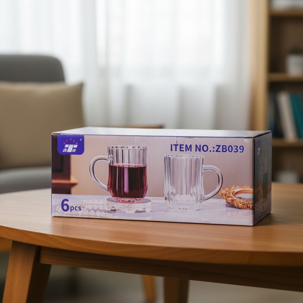 Pack of 6Pcs Glass Tea Cups Set.