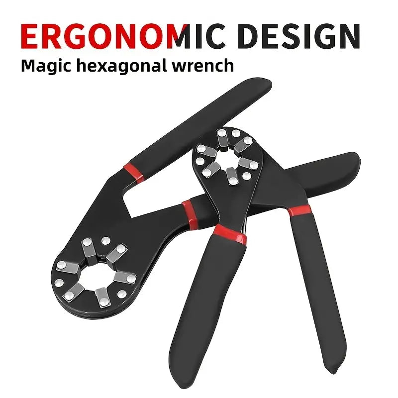 he 6 Inches Universal Magic Wrench, a multifunctional bionic adjustable hexagon spanner, with an ergonomic design