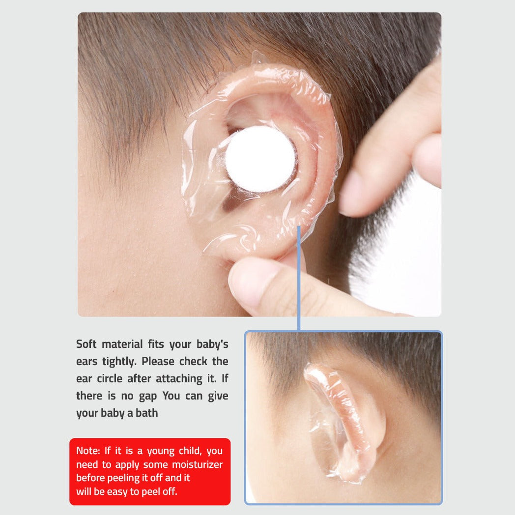 showcasing Waterproof Ear Protector Caps - Ear Protection Stickers for Baby and Adult