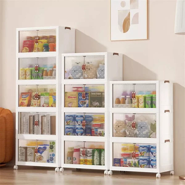 Easy Installation Multi-Layer Stackable Portable Storage Cabinet with Movable Wheels