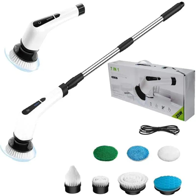 7in1 Cordless Electric Spin Cleaner, 360° Multi-Purpose Electric Swivel Scrubber Cleaner