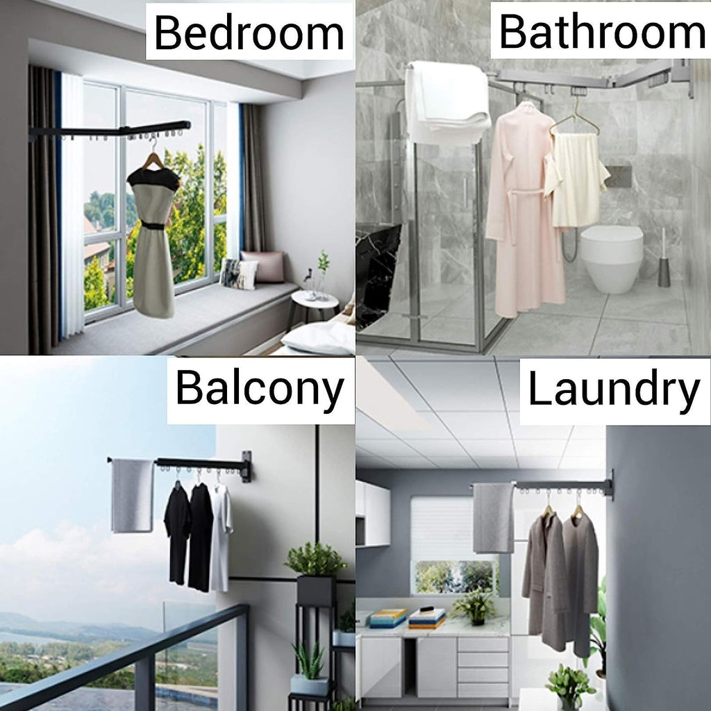 Extendable Wall Mount Clothes Drying Rack, Retractable Collapsible Drying Hanger Extendable Wall Mount Clothes Drying Rack, Retractable Collapsible Drying Hanger