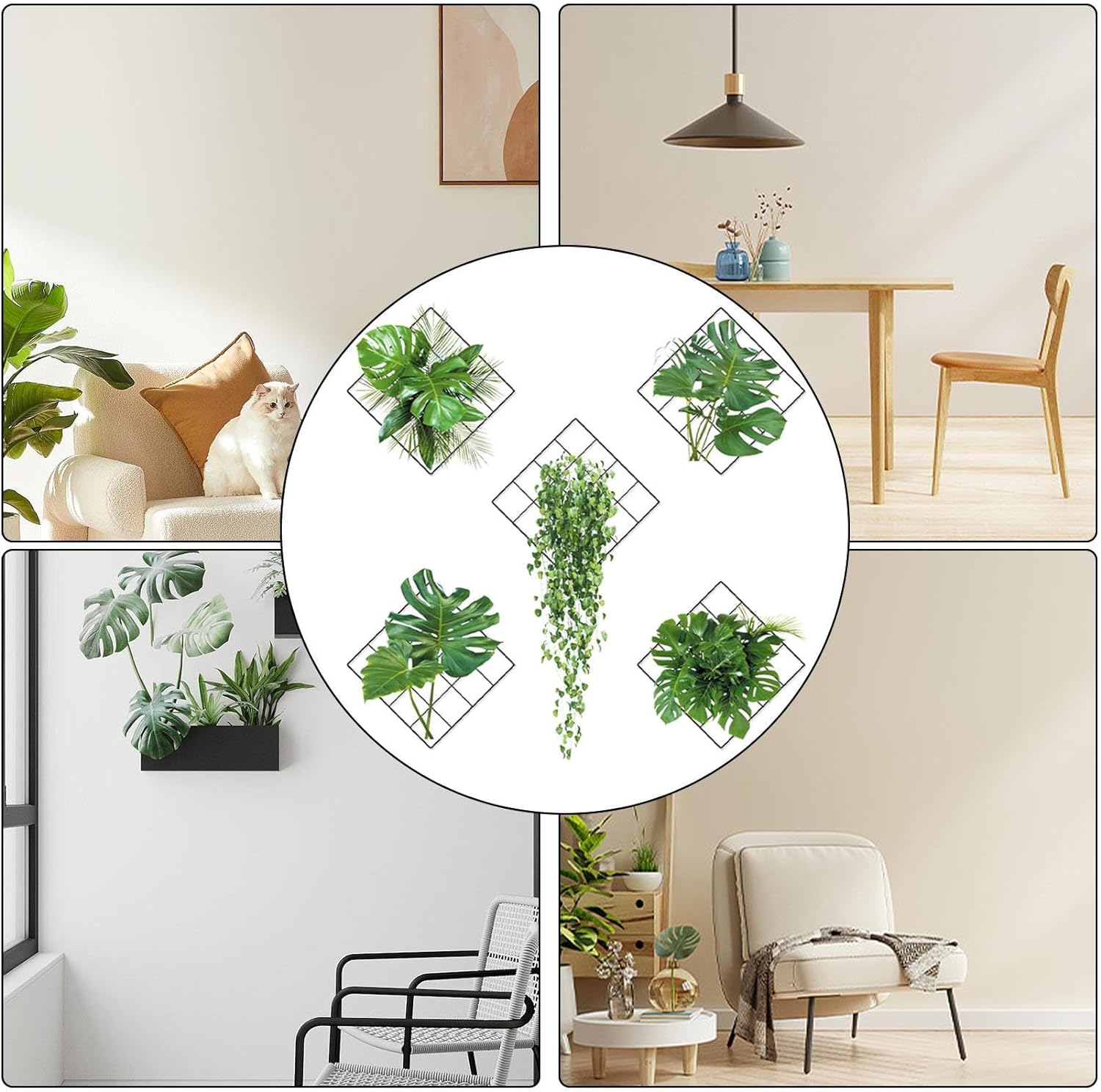 Artificial Plant Indoor Wall Art, Green Leaves Home Decor Application in Real Life