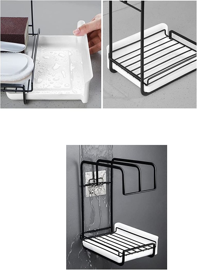 Wall Mounted Kitchen Storage Stand Sink Rack Sponge Drainer Organizer placed on the wall