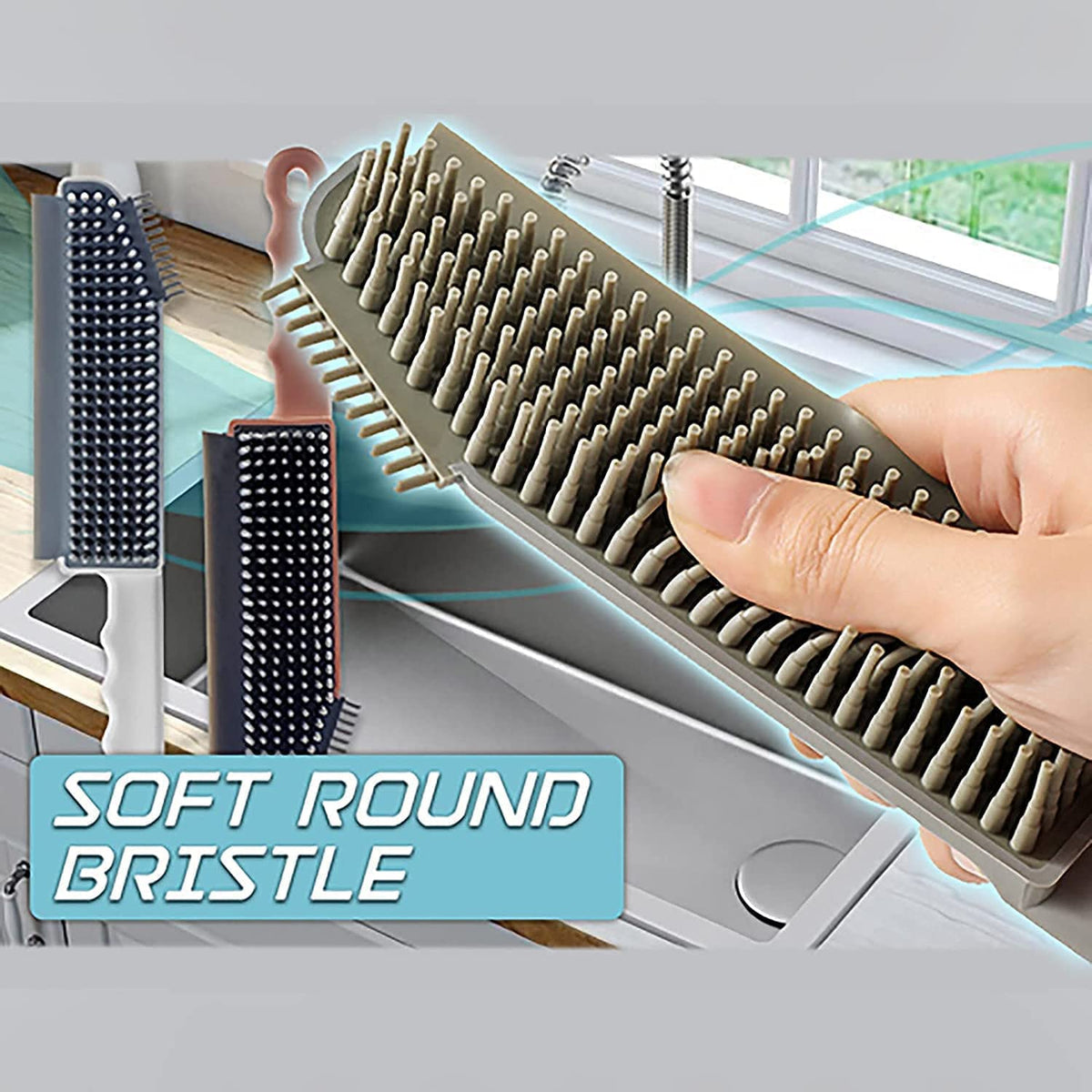 3-in-1 Multifunctional Cleaning Brush with the help of soft round bristle