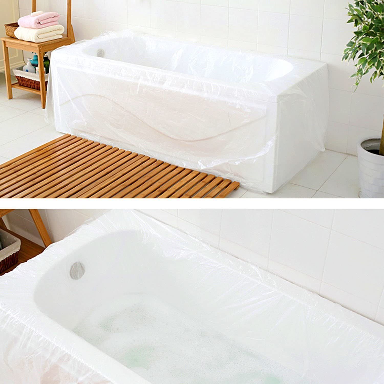 Inside of the disposable bathtub bag, portable clear disposable bathtub bathing cover film liner