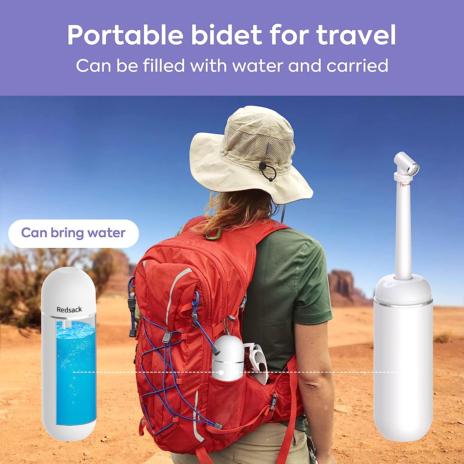 some one carrying Portable Travel Bidet Bottle in the bag