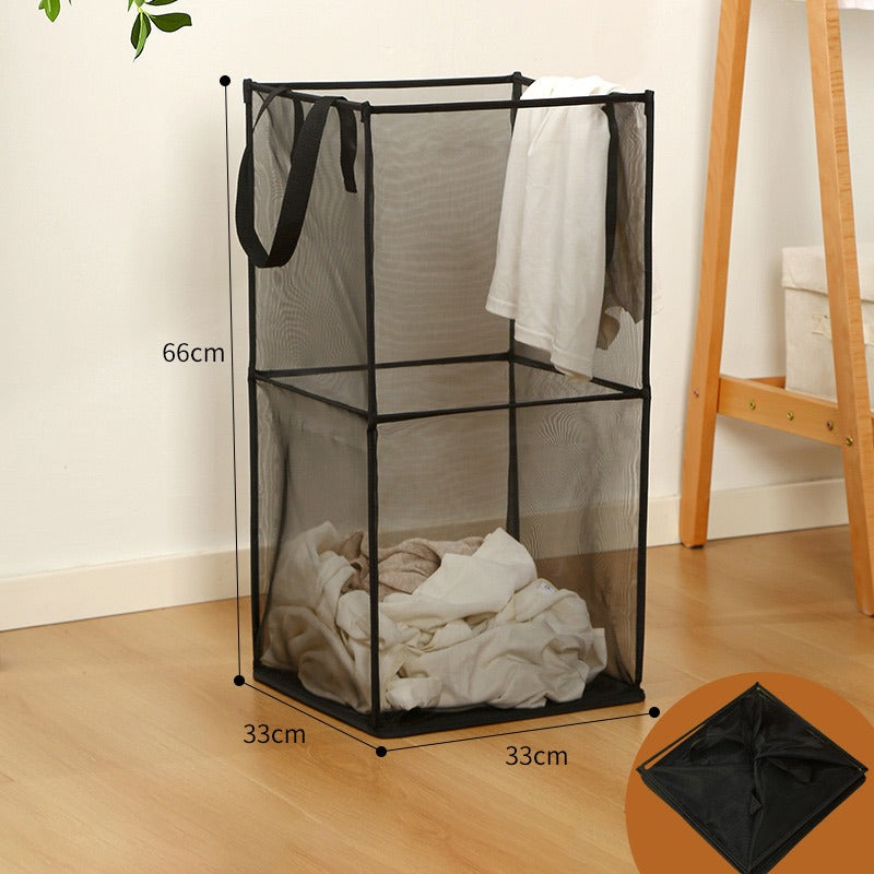 Foldable laundry basket filled with clothes