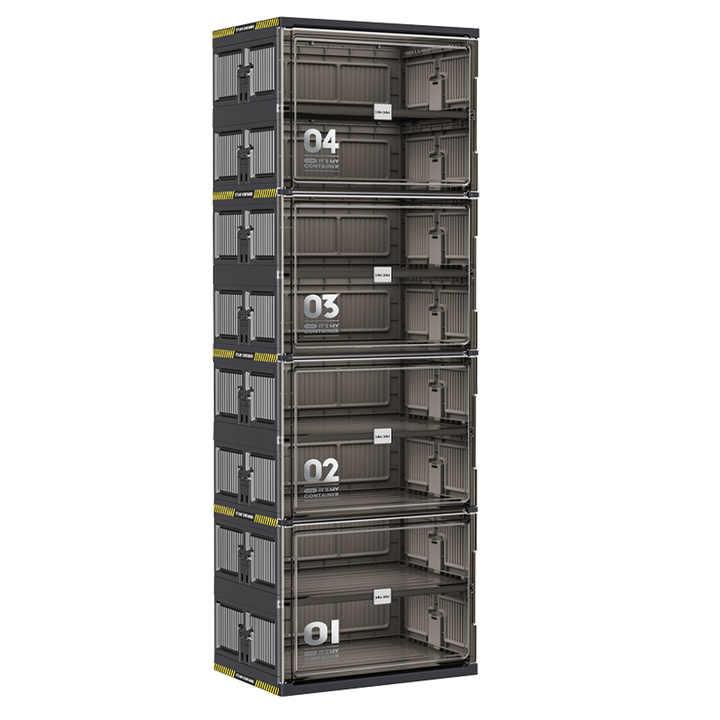 8 Layer Foldable Shoe Rack Storage Cabinet With Shoes are Arranged On it.