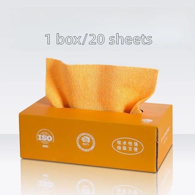 Reusable Microfiber Cloth Water Oil Absorbent Dish Cloth Towel with box in yellow color
