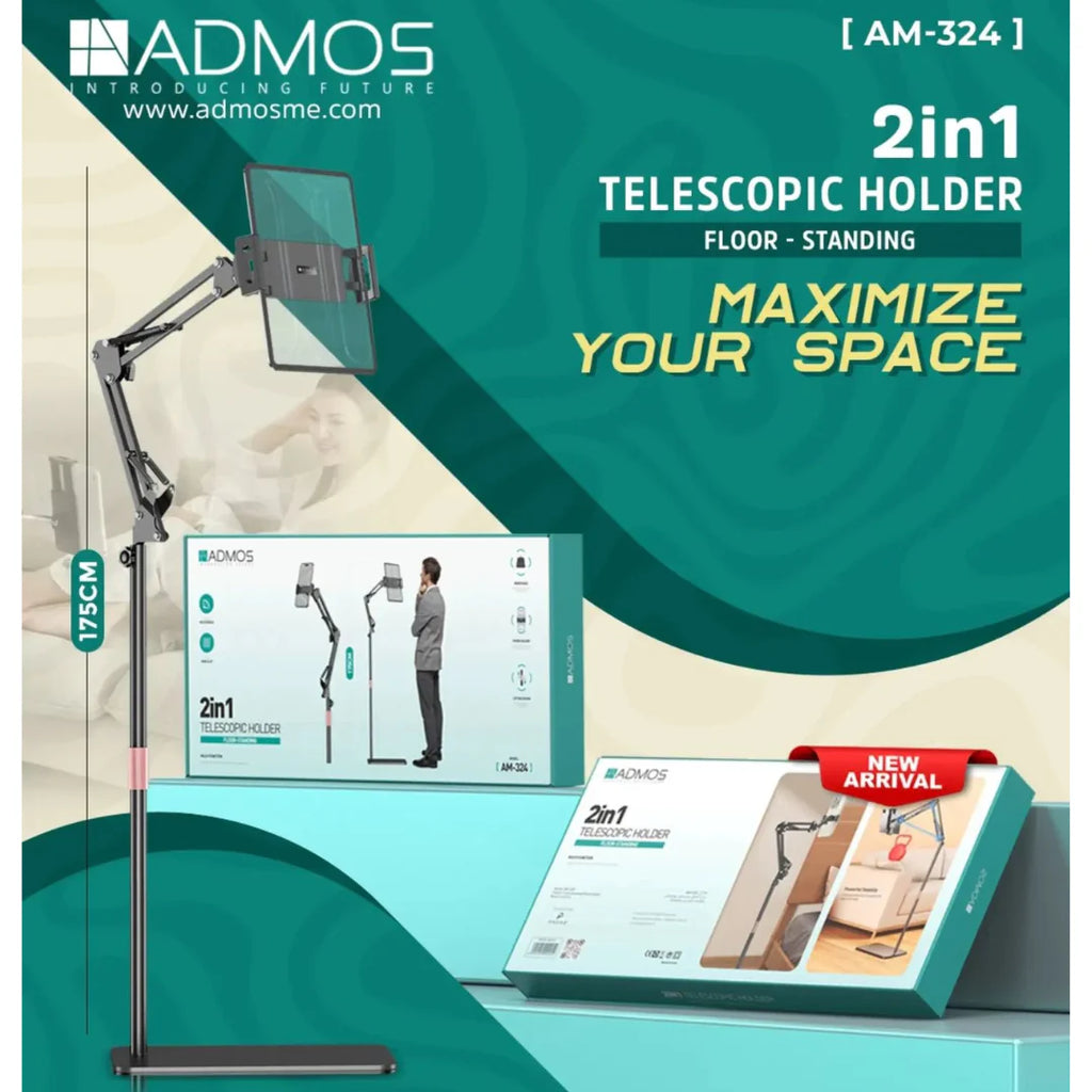 ADMOS 2-in-1 Telescopic Holder, Universal Mobile Phone, iPad, Tablet Stand ADMOS 2-in-1 Telescopic Holder, Universal Mobile Phone, iPad, Tablet Stand