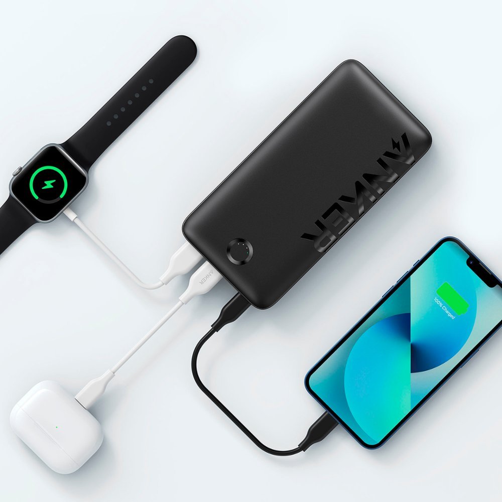 Charging Mobilephone and Watch Using ANKER MagGO Power Bank.