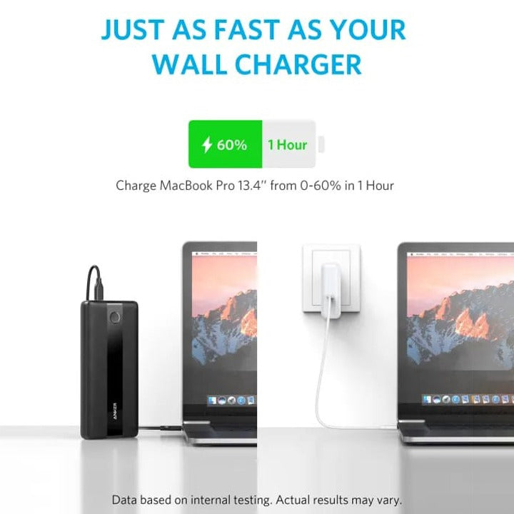 Charging MacBook Pro Using ANKER PowerCore III 19K High-Speed Portable Laptop Charger.