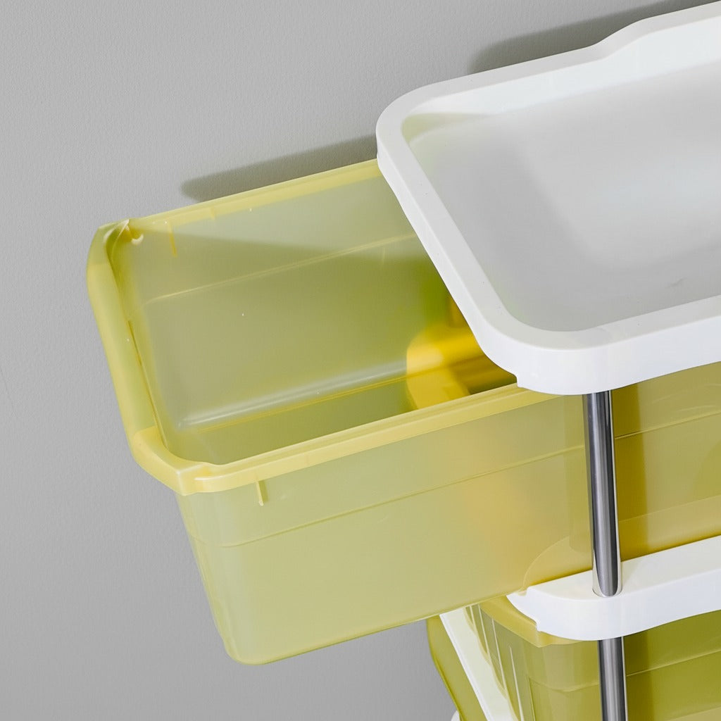 4 Tier Rolling Storage Organizer Rack, Drawer Style Trolley Cart