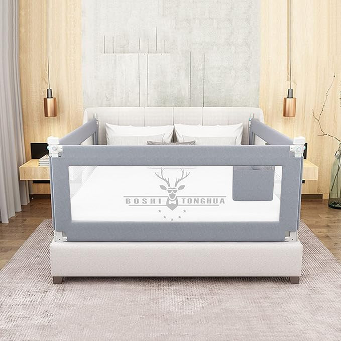 A Bed is Protected with Baby Bed Rail.