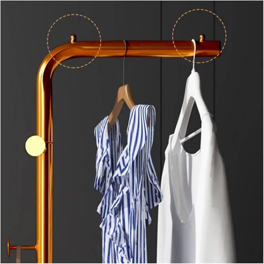 A Coat Rack Stand with Garments are Organized.