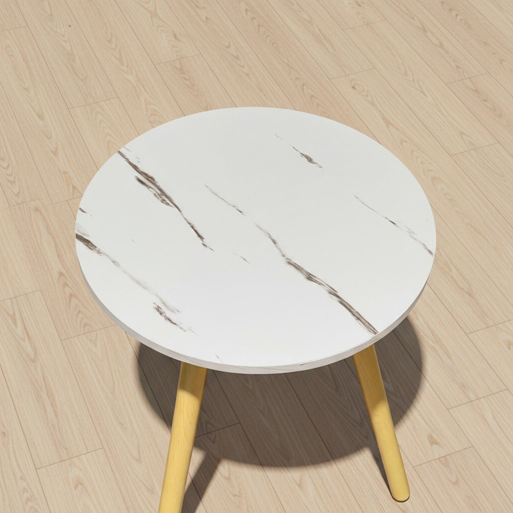 A Modern Round Wooden Side Coffee Table.