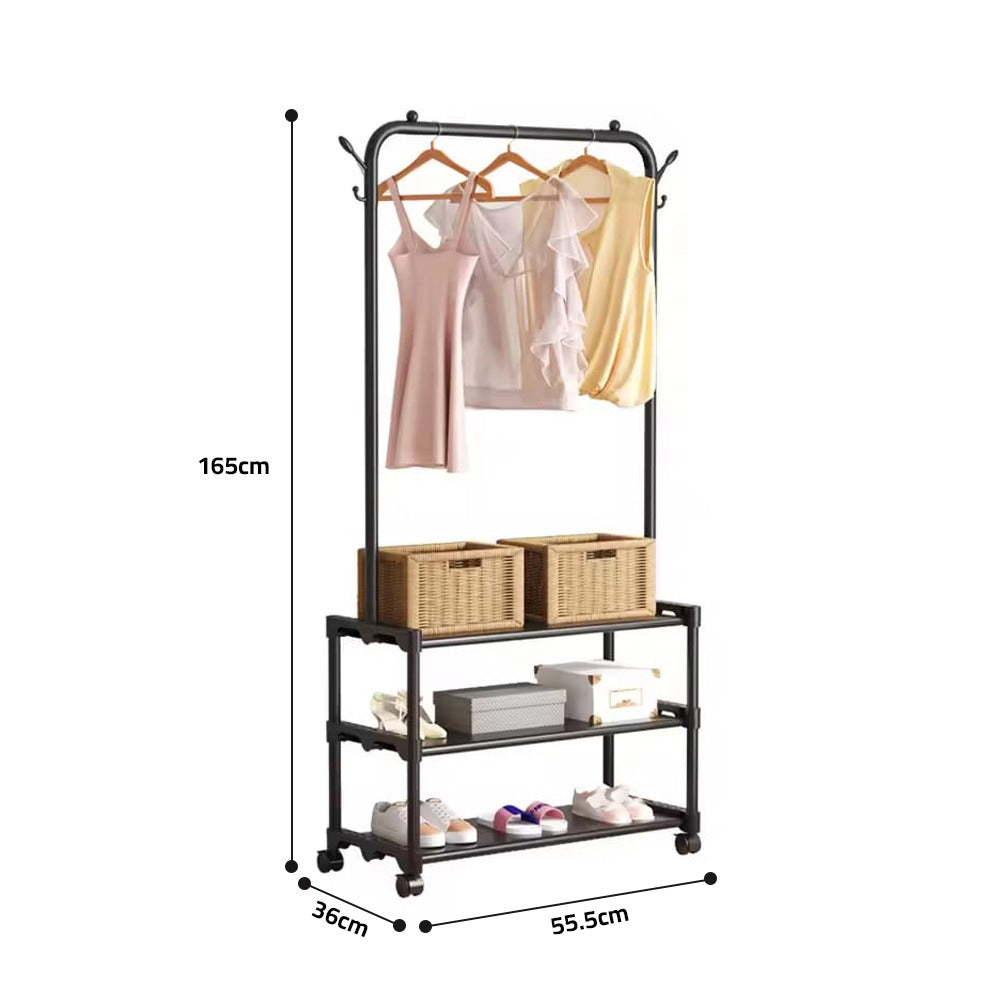 Size Of A Multifunctional Cloth Rack with Shoe Stand is Used for Hanging Cloths and Arranging Shoes.