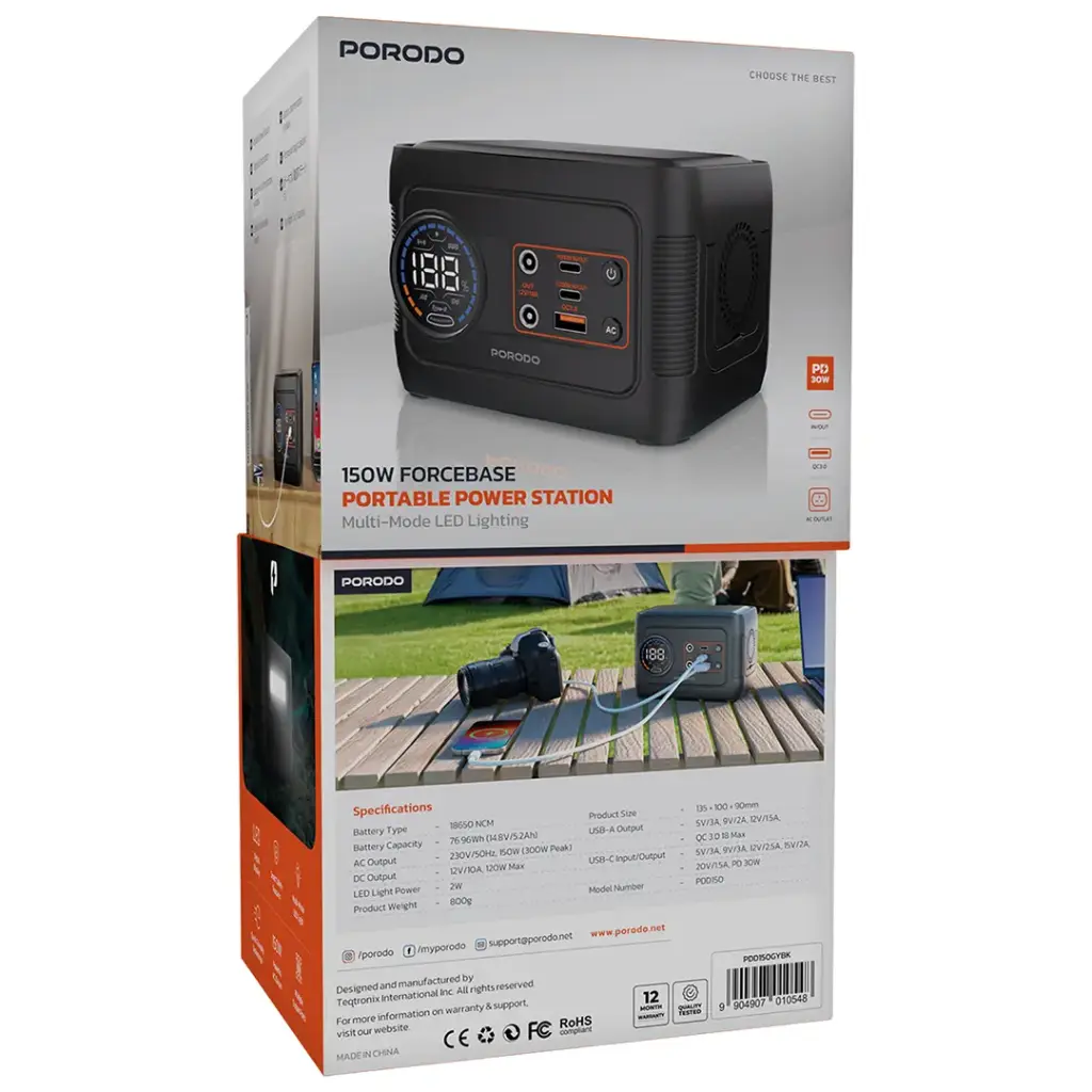 Pack of Porodo Forcebase 150W Portable Power Station.