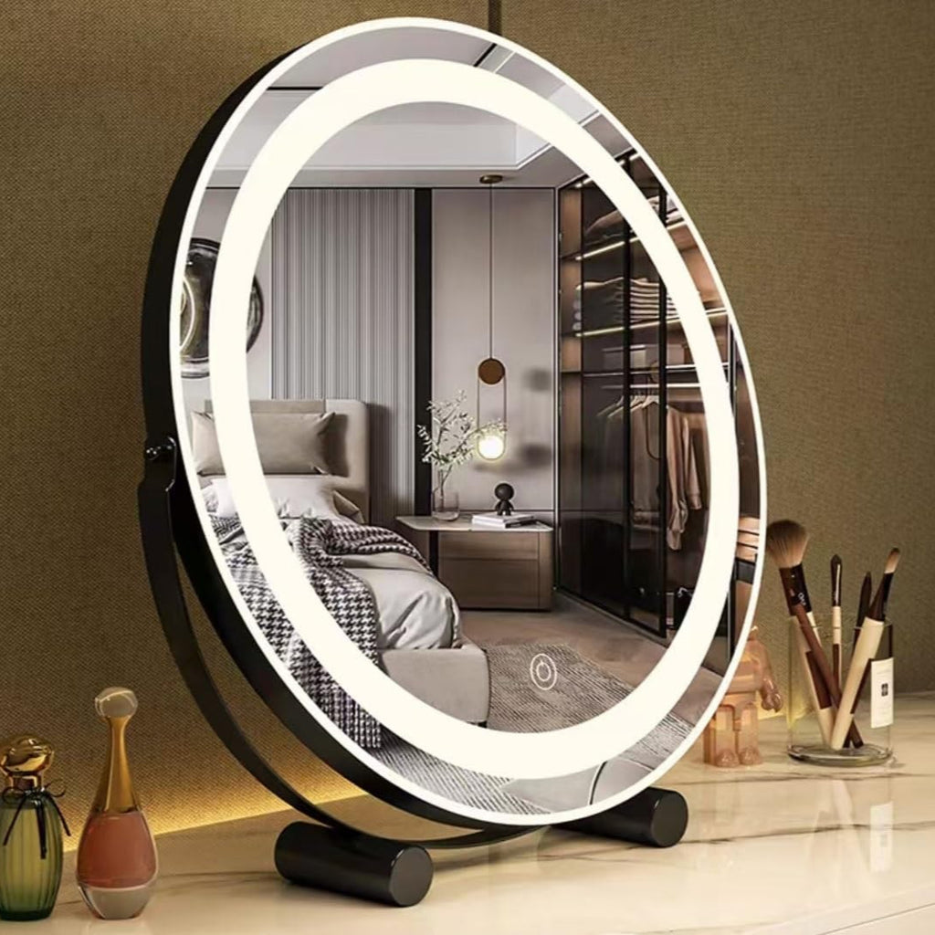 Round LED Makeup Mirror with Soft Light, Touch Control Vanity Mirror for Dressing Table & Bedroom Decor Round LED Makeup Mirror with Soft Light, Touch Control Vanity Mirror for Dressing Table & Bedroom Decor