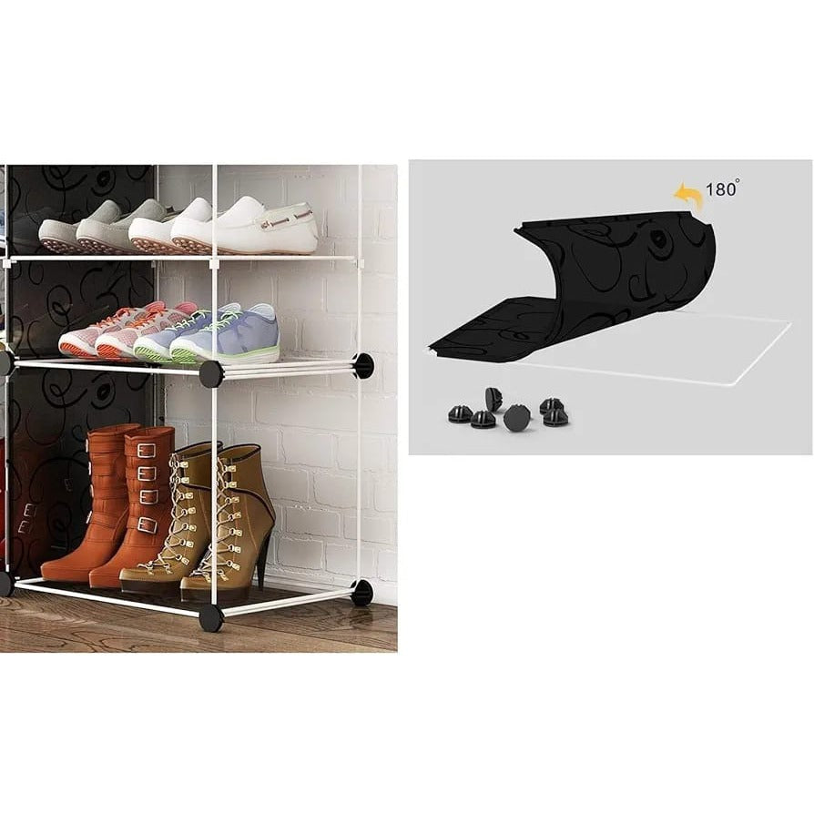 Parts Of A Shoe Storage Cabinet with Shoes are Organized in it.