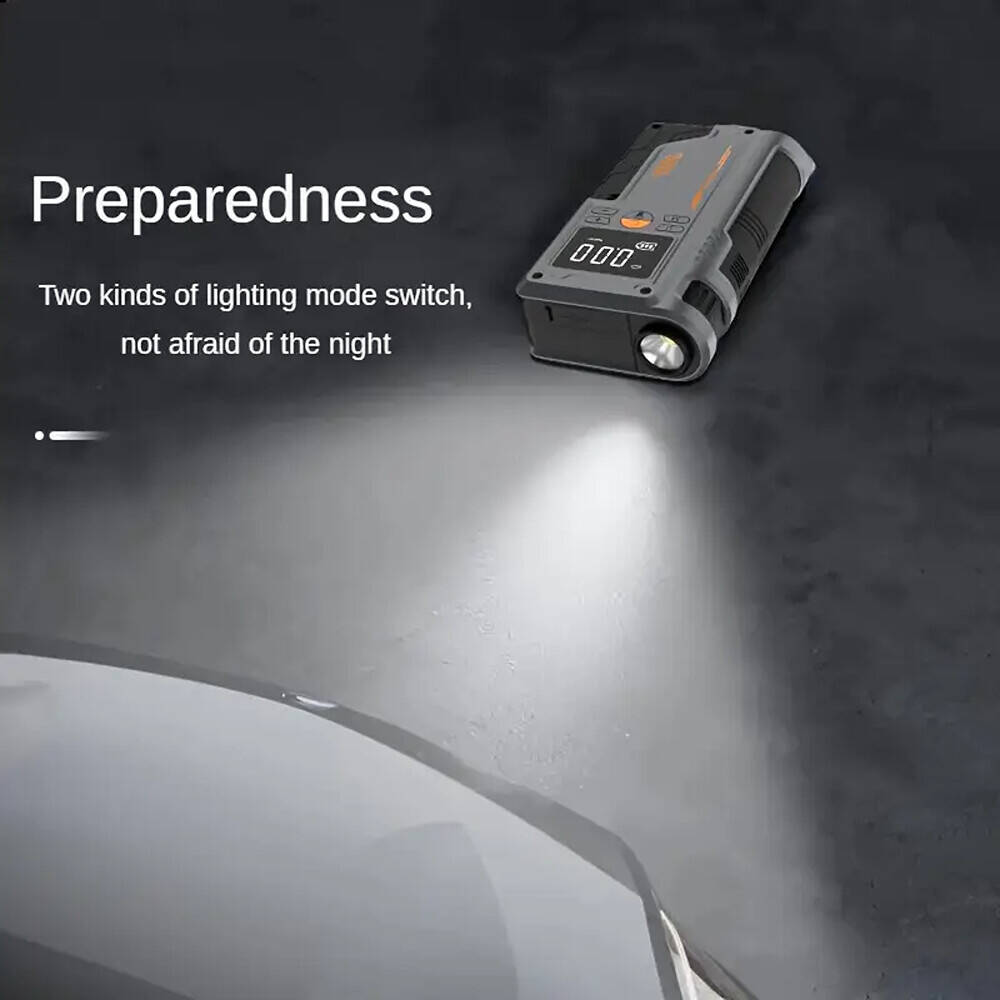 A Smart Air Pump Machine & Car Jump Starter with Flashlight.