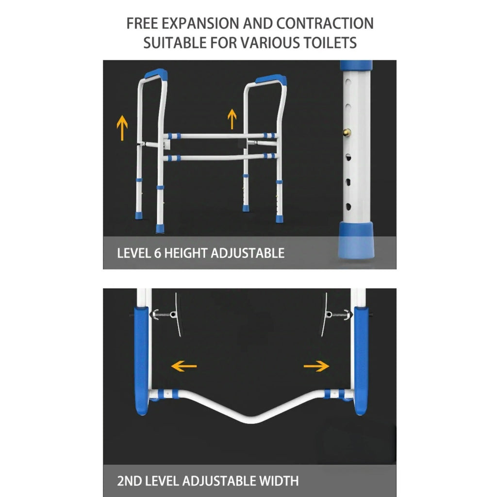 Toilet Safety Rail, Adjustable Support Handrail for Elderly, Handicap, Disabled Standing Aid Toilet Safety Rail, Adjustable Support Handrail for Elderly, Handicap, Disabled Standing Aid