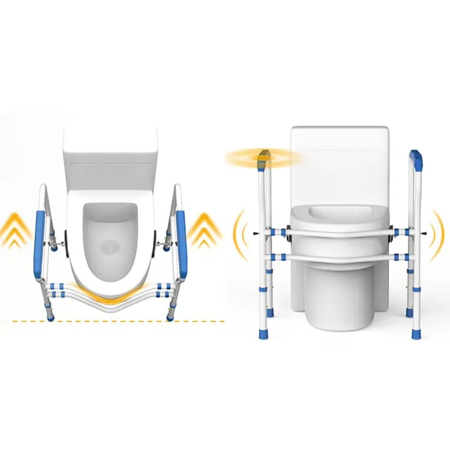 A Toilet Safety Rail is Attached to Closet.
