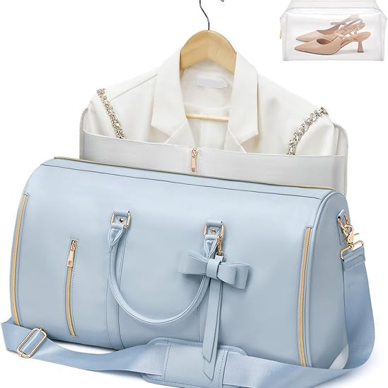 A Travel Duffle Bag with Cloth and a Shoe Organizer.