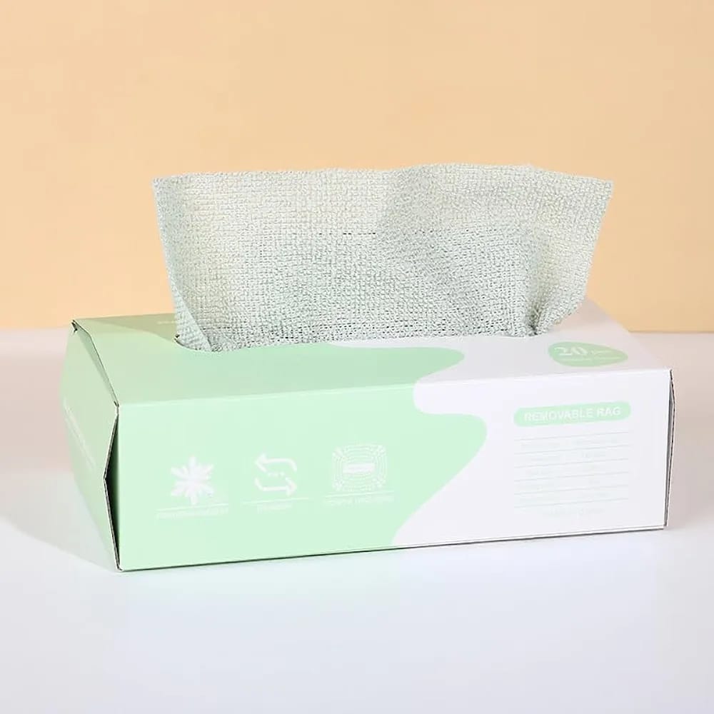 Reusable Microfiber Cloth Water Oil Absorbent Dish Cloth Towel with box in green color