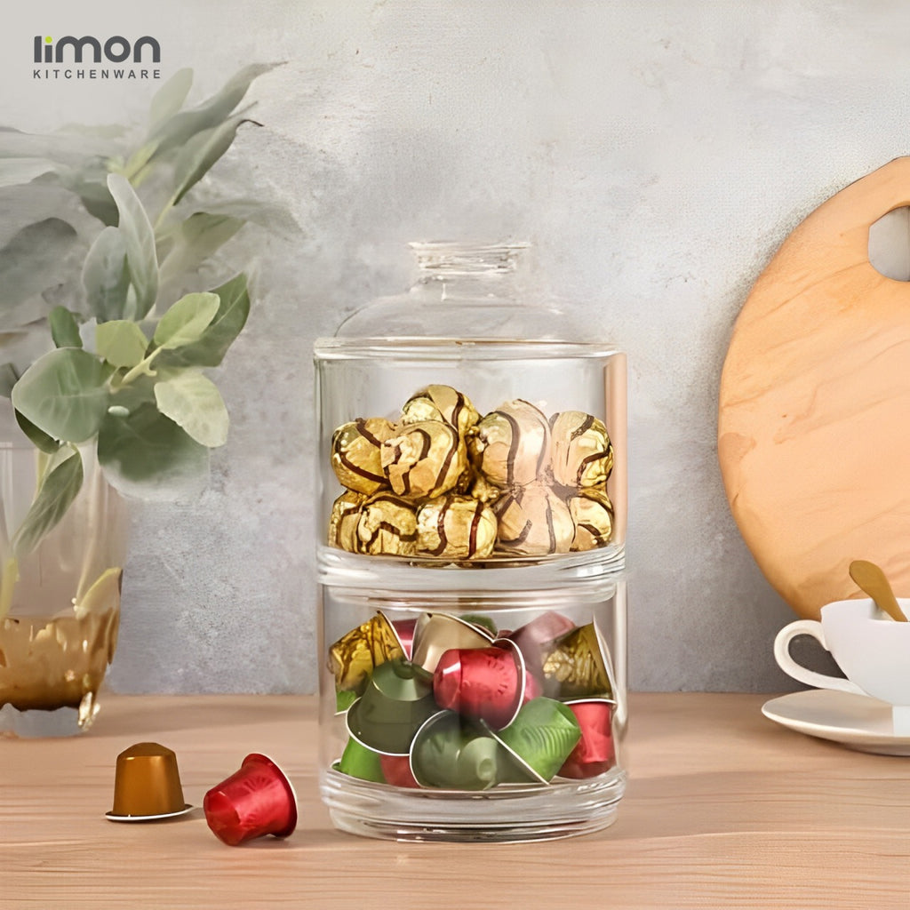 Acrylic Chocolate Container, Stackable 2 Layer Candy Nuts Storage Jar Acrylic Chocolate Container, Stackable 2 Layer Candy Nuts Storage Jar