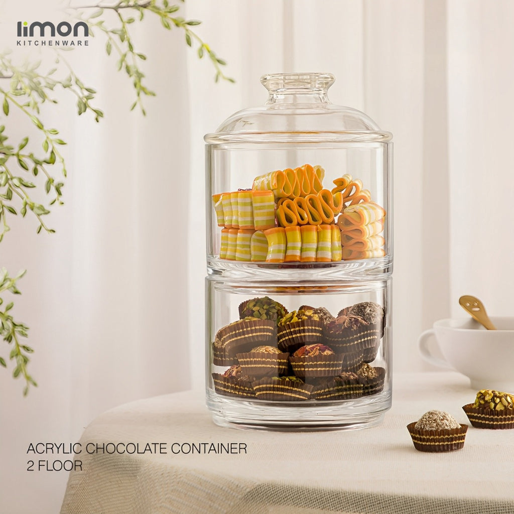 Acrylic Chocolate Container, Stackable 2 Layer Candy Nuts Storage Jar Acrylic Chocolate Container, Stackable 2 Layer Candy Nuts Storage Jar