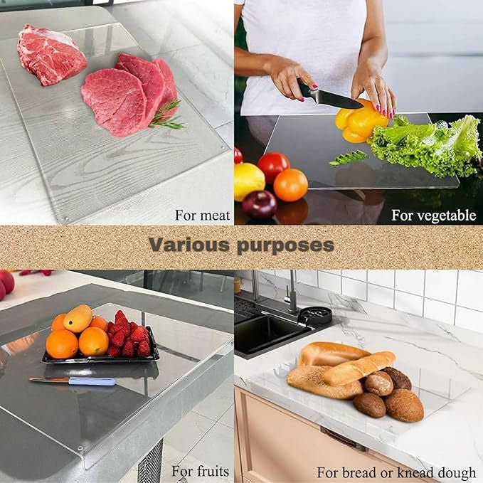 Acrylic Cutting Board, Transparent Chopping Board with Anti-Slip Stop Edge Acrylic Cutting Board, Transparent Chopping Board with Anti-Slip Stop Edge