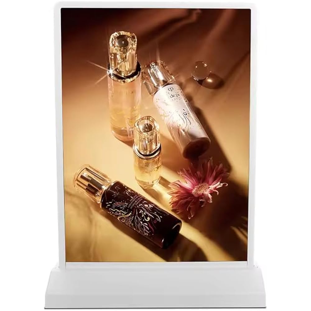 A Desktop Double Sided Display Advertising Light Box Displaying Ad