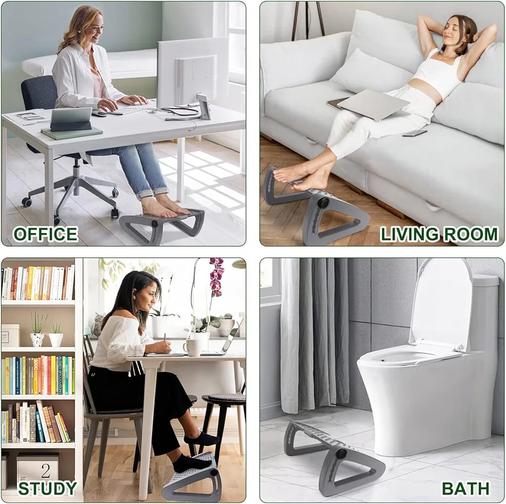 Different Persons Using Adjustable Footrest Massager Stool At Different Instances.