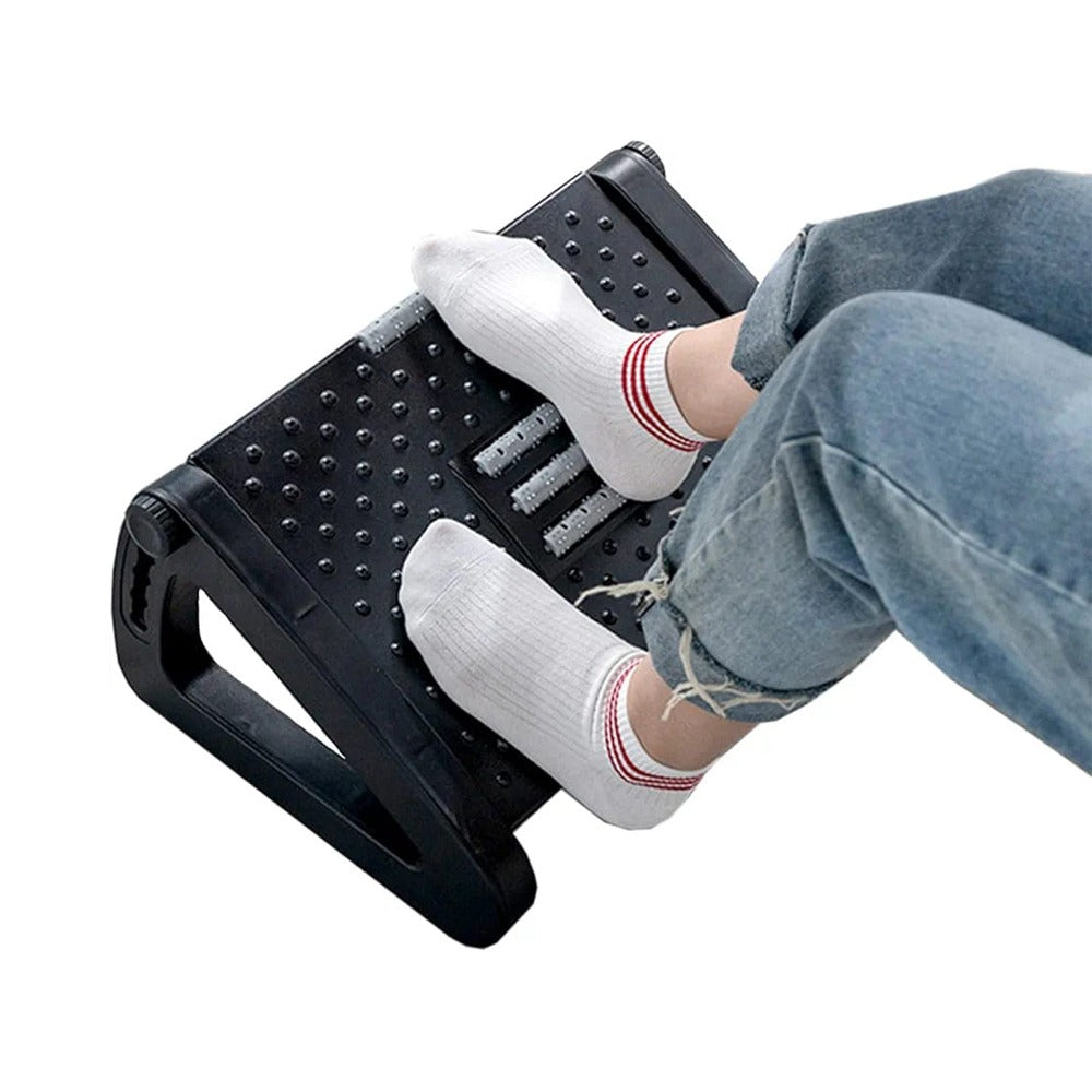 A Person Resting On the Adjustable Footrest Massager Stool.