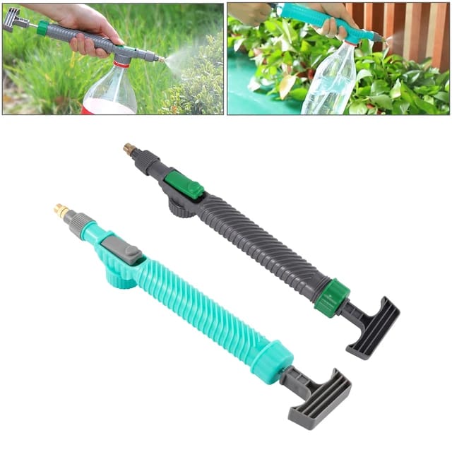 A Person is Watering Plants Using Adjustable High Pressure Sprayer.