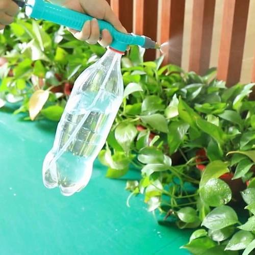 A Person is Watering Plants Using Adjustable High Pressure Sprayer.