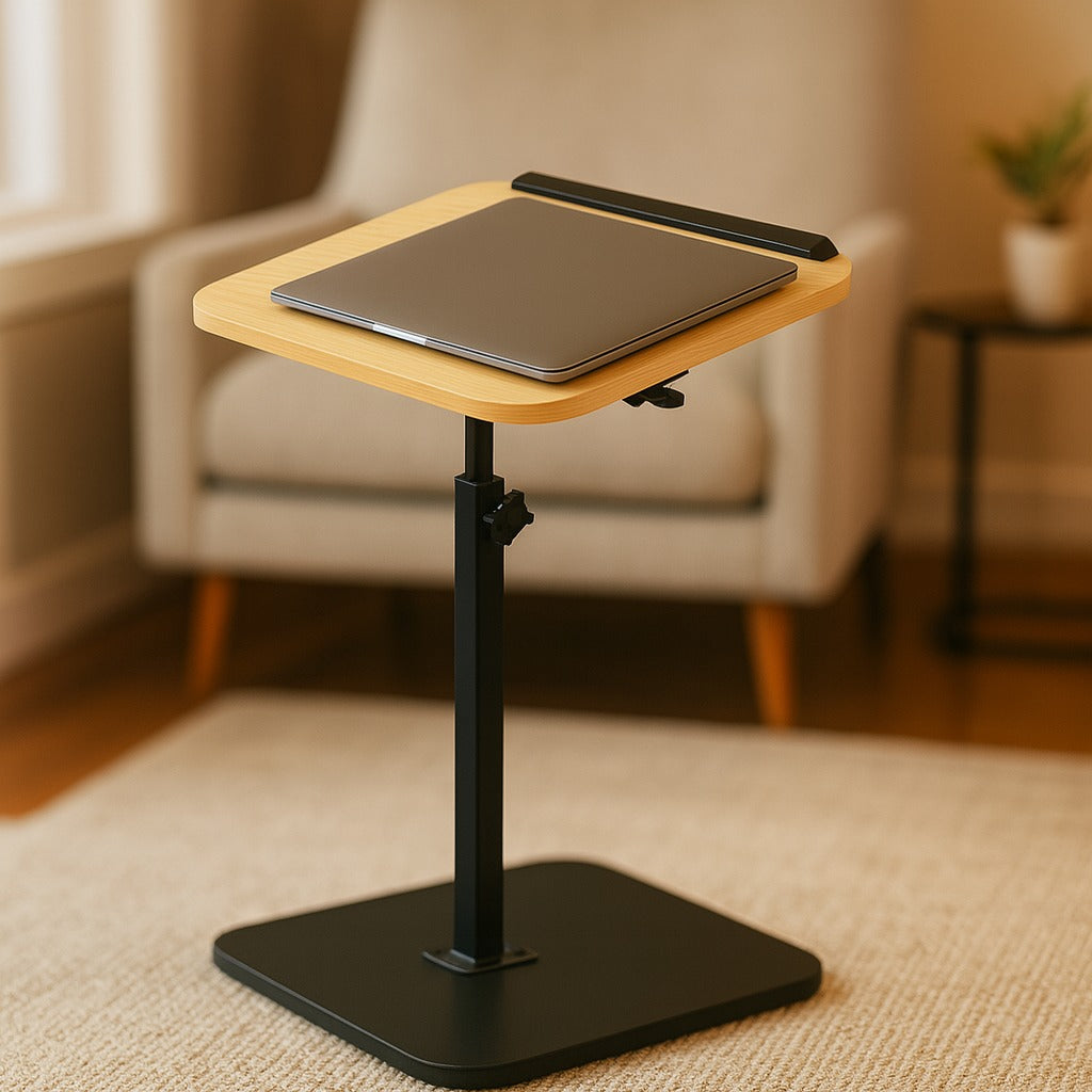 A Laptop is Placed Above Adjustable Laptop Table.
