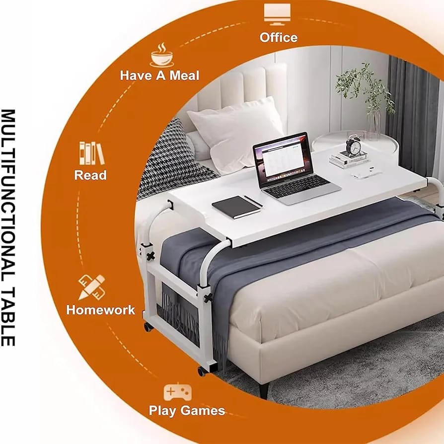 Multifunctional Usage Of Adjustable Overbed Table.