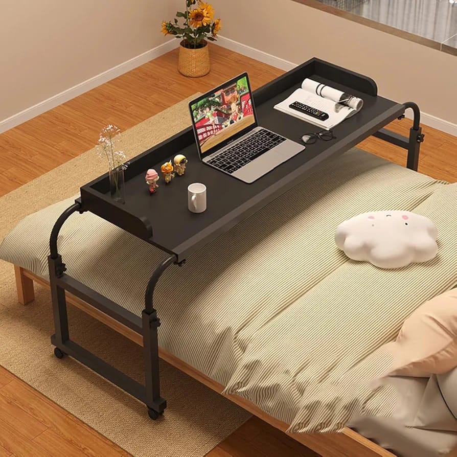 Adjustable Overbed Table is Placed Above Table.