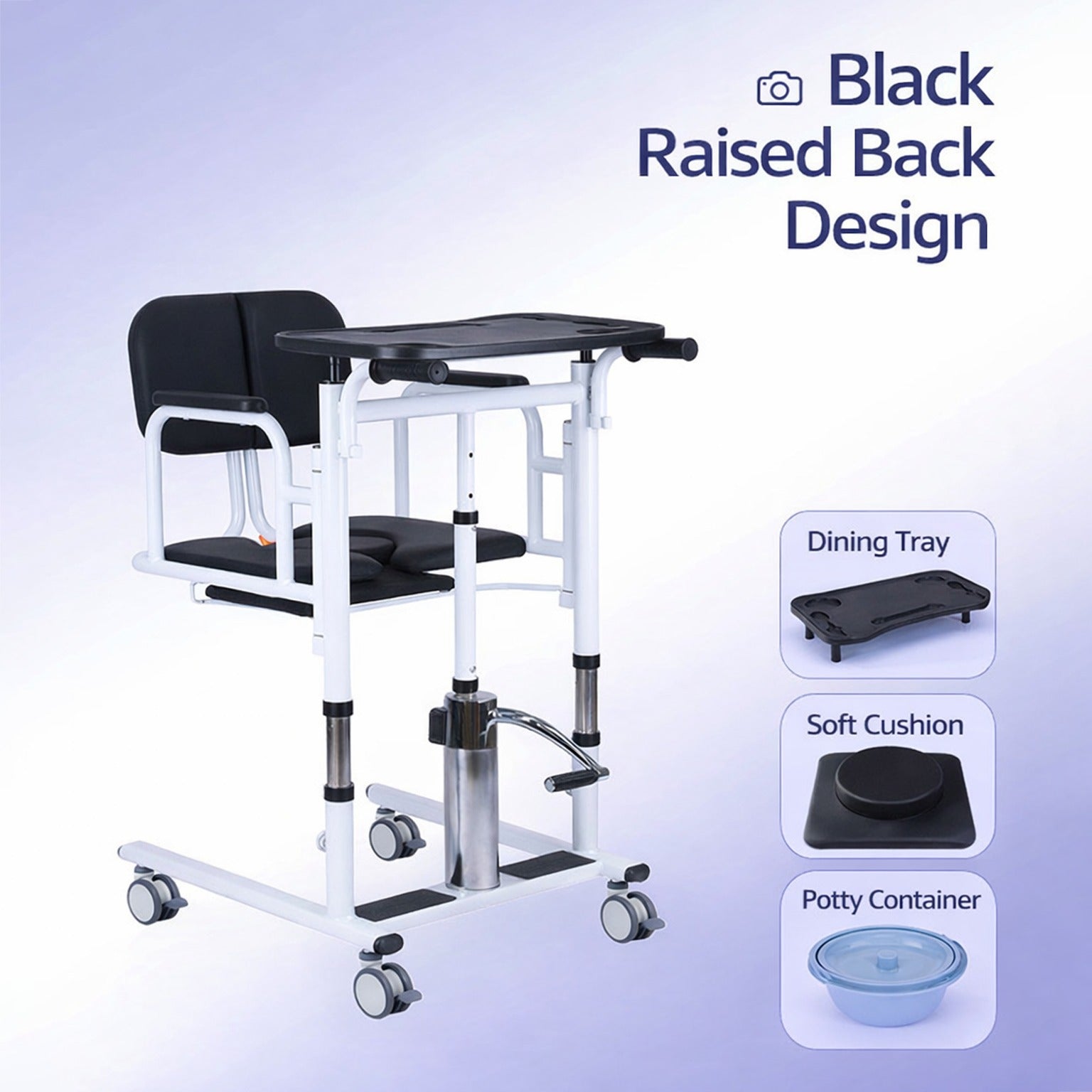 Parts Details of Adjustable Patient Lift Transfer Chair.