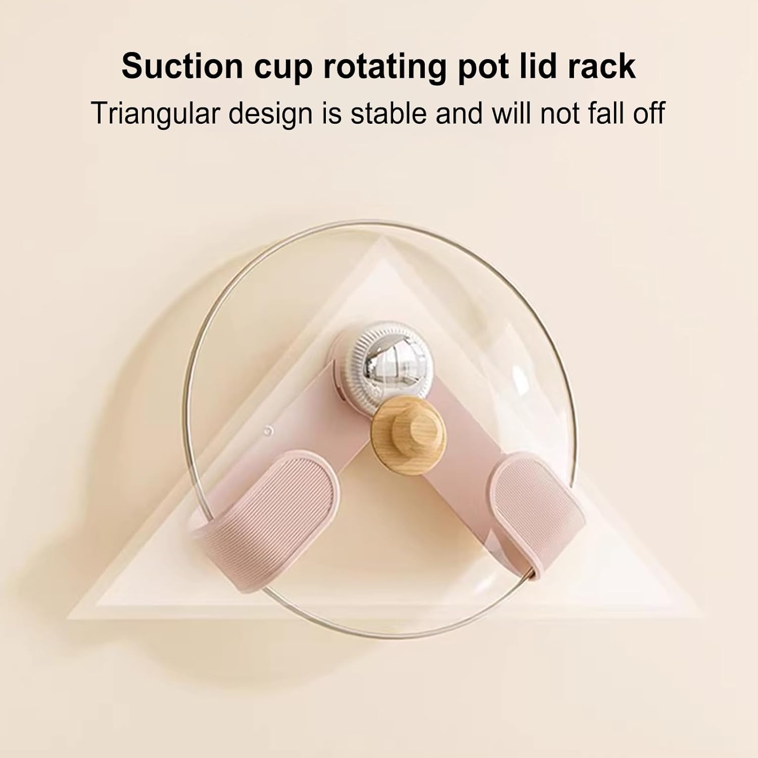 Adjustable Wall Hook holding a lid.